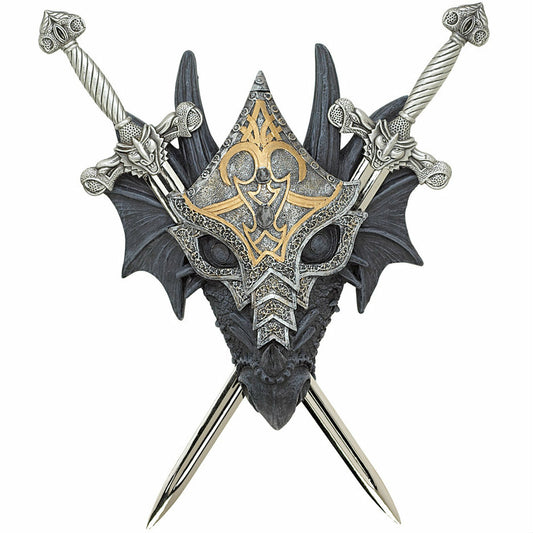 Masked Dragon Double Sword Wall Crest