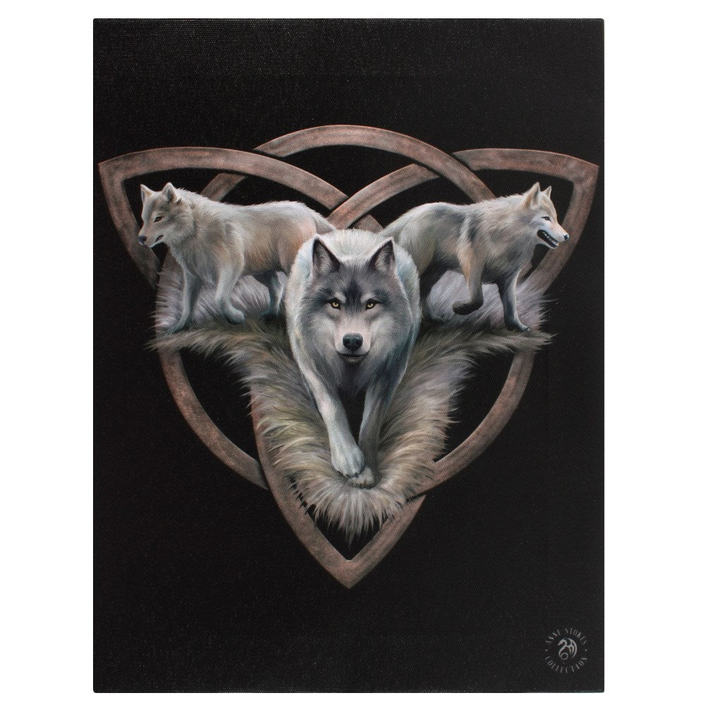 Wolf Trio Canvas Plaque by Anne Stokes