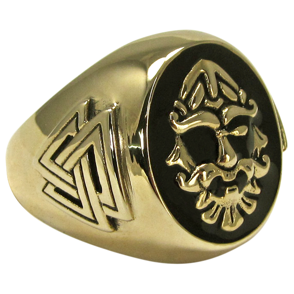 Large Bronze Odin Valknut Signet Ring