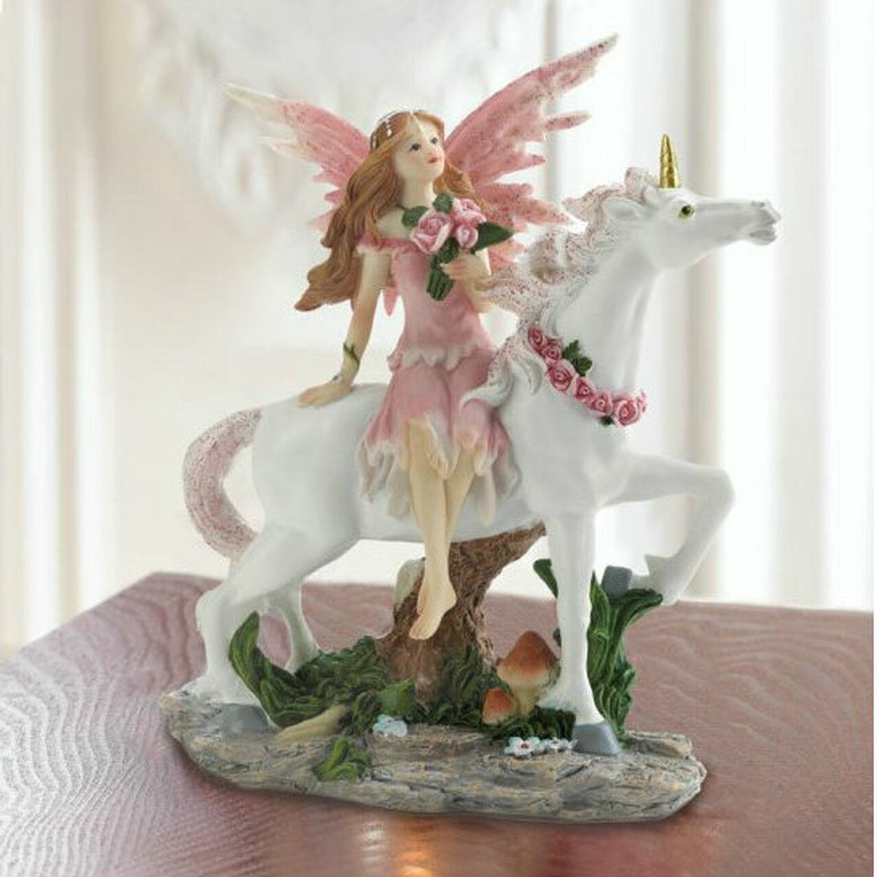 Pink Fairy with Unicorn Figurine