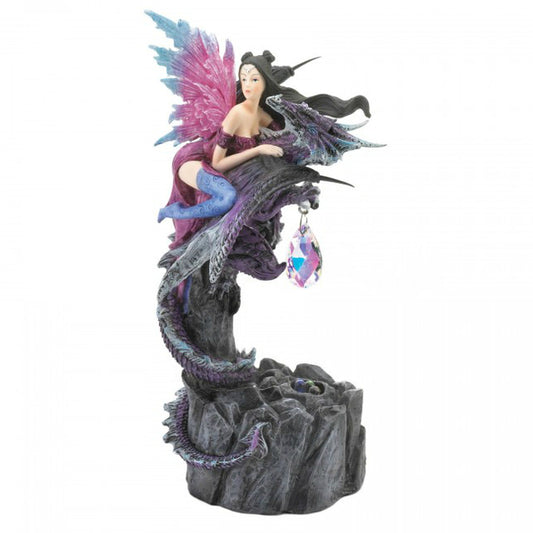 Light-up Fairy and Dragon Figurine with Crystal